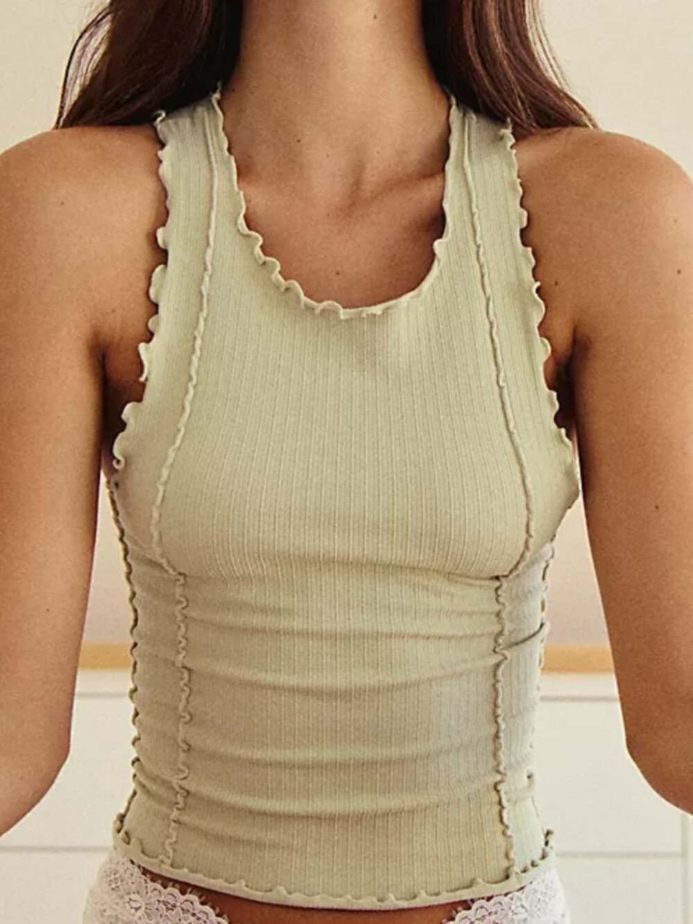 Free People Better This Way Seamless Tank Taupe NWT